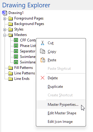 Access the document masters via the Drawing Explorer